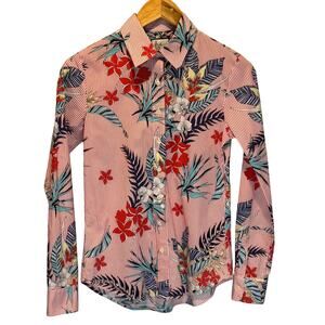 Rochelle Behrens The Shirt Floral & Striped Button Down - size XS